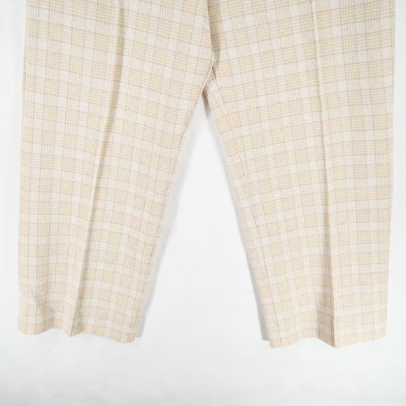 Vintage Usia Women's Tweed Dress Pants Cream Tan Elastic Waist Polyester Size 16 - Picture 4 of 11